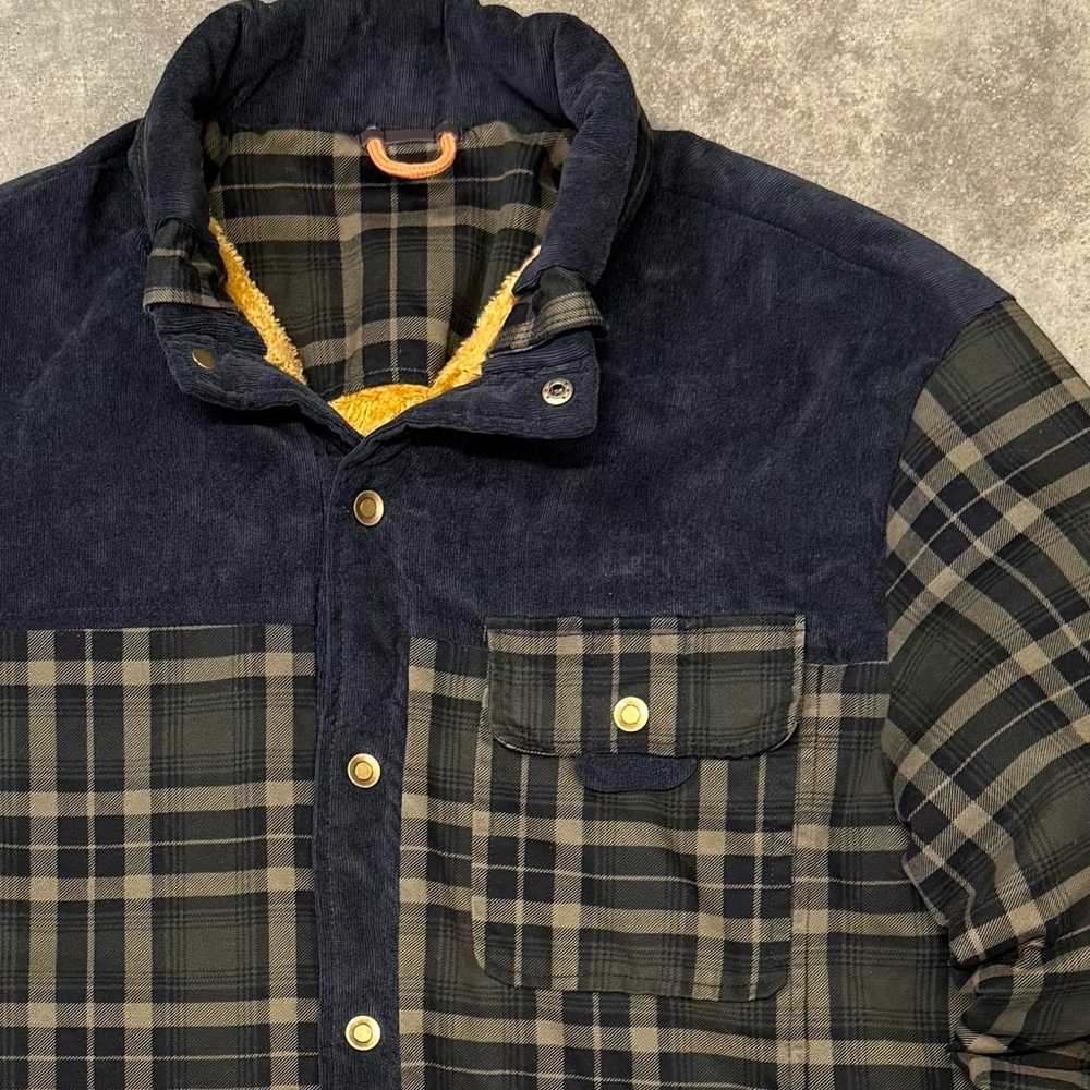 Plaid Plush Fleece Lined Chore Coat Barn Jacket Workwear - Picture 2 of 8